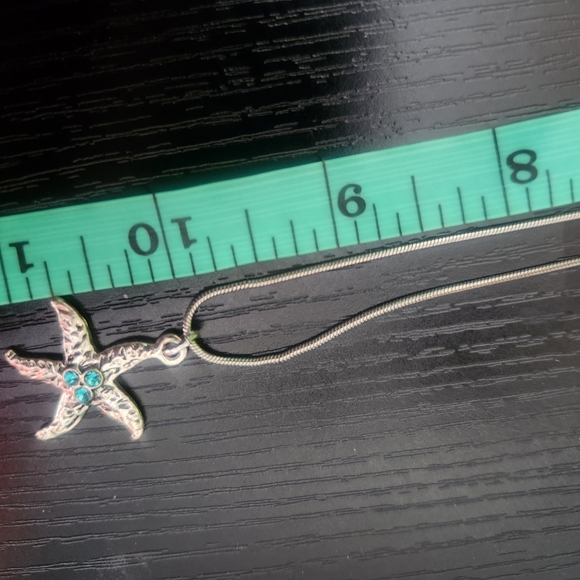 20" Silver Tone Snake Chain Rhinestone Starfish Necklace Tony Alexander Jewelry - Picture 2 of 3